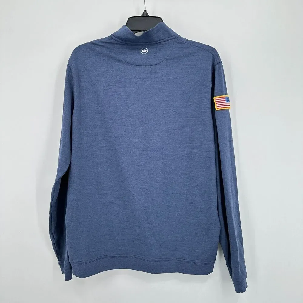 Peter Millar Quarter Zip Pullover Men M Blue Trility Logo Golf Activewear Preppy